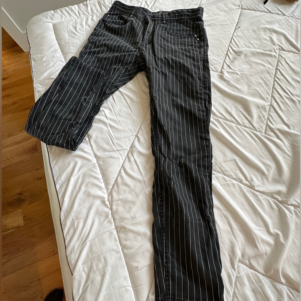 Zara black and white pin stripped skinny chinos